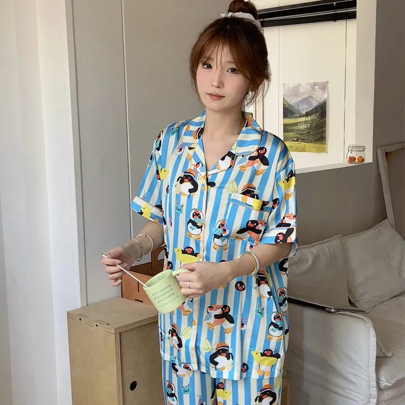 Wabi Town Pajama Gift Box Women's Blue White-1