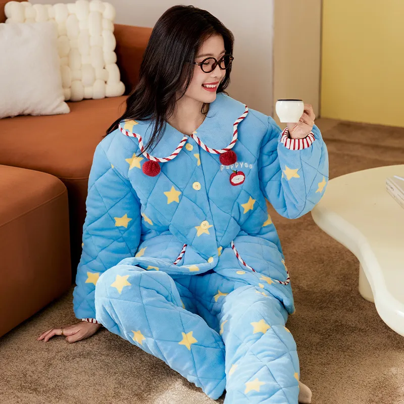 Wabi Town Pajama Set Women's Blue-4