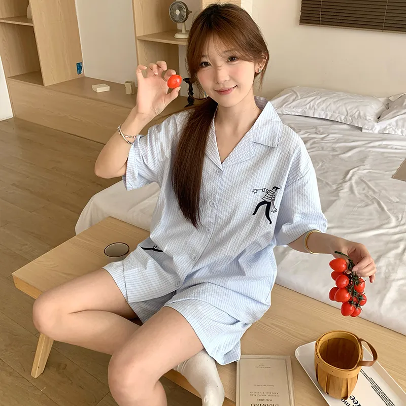 Wabi Town Pajama Set Women's Blue-4