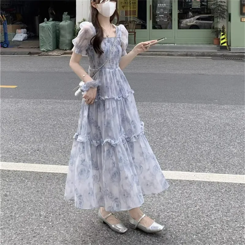 MADALLO Short Sleeved Dress Women's Blue-1