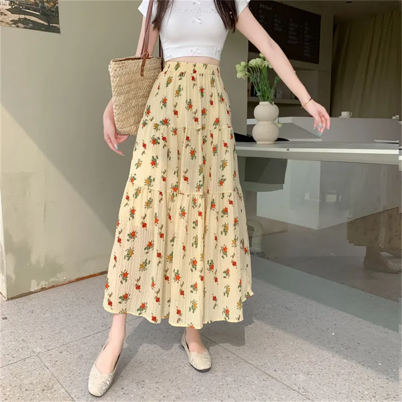 MADALLO Casual Long Skirt Women's Yellow-4