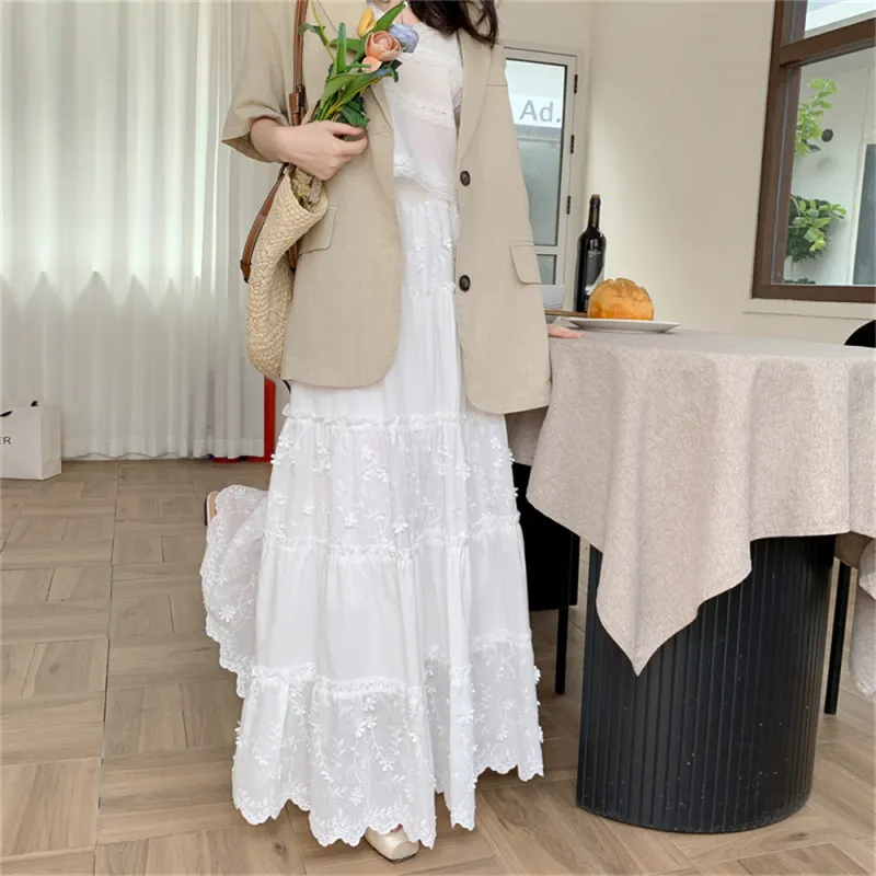 MADALLO Casual Long Skirt Women's White-1