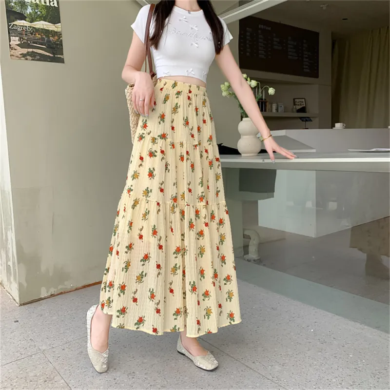 MADALLO Casual Long Skirt Women's Yellow-3
