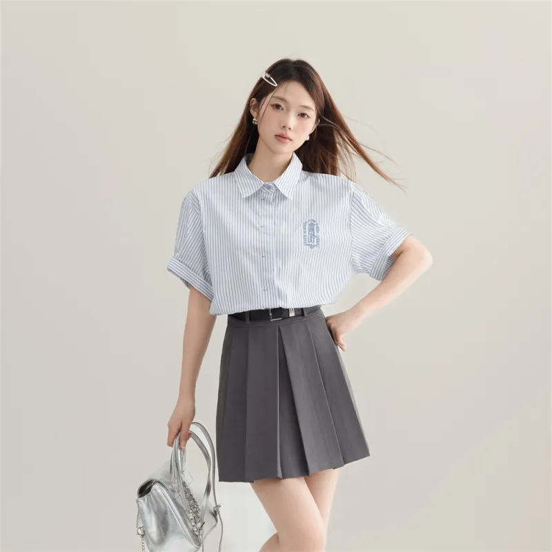 MADALLO Shirt Women's White Base With Blue Accent-5