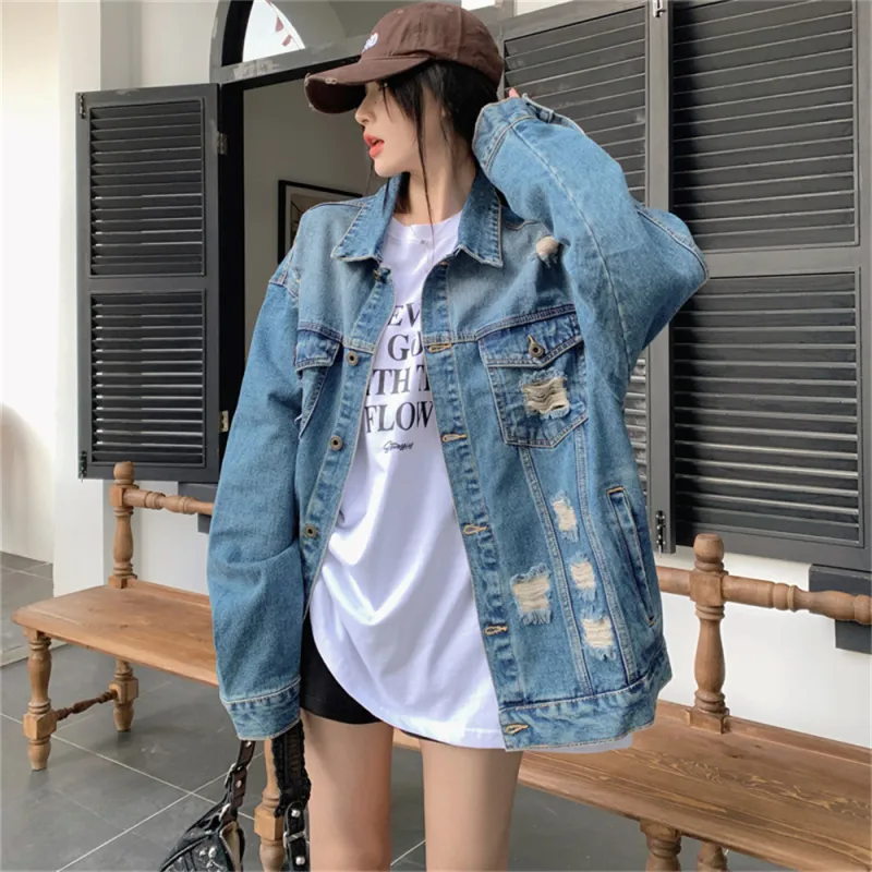 MADALLO Denim Jacket Women's Ripped Distressed-3