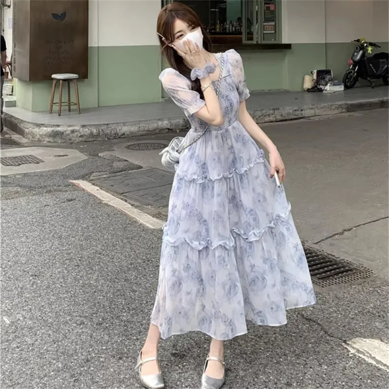 MADALLO Short Sleeved Dress Women's Blue-2