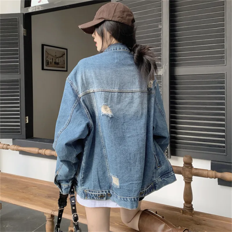 MADALLO Denim Jacket Women's Ripped Distressed-5