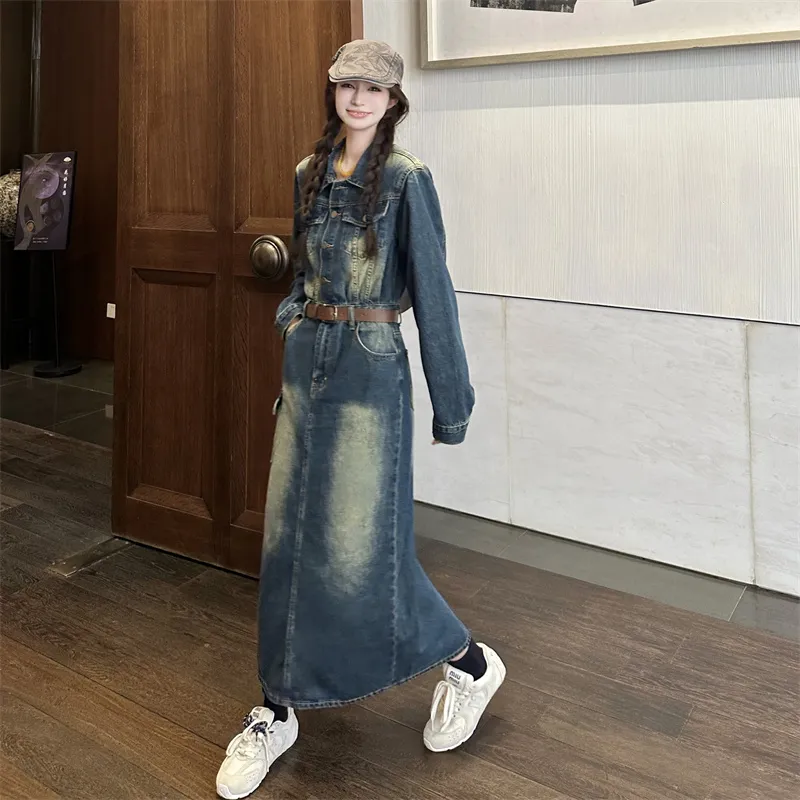 MADALLO Long Sleeved Dress Women's Vintage Blue-2