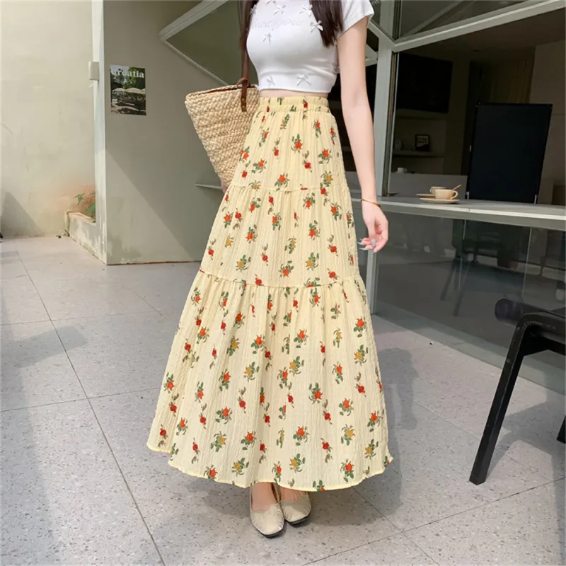 MADALLO Casual Long Skirt Women's Yellow-5