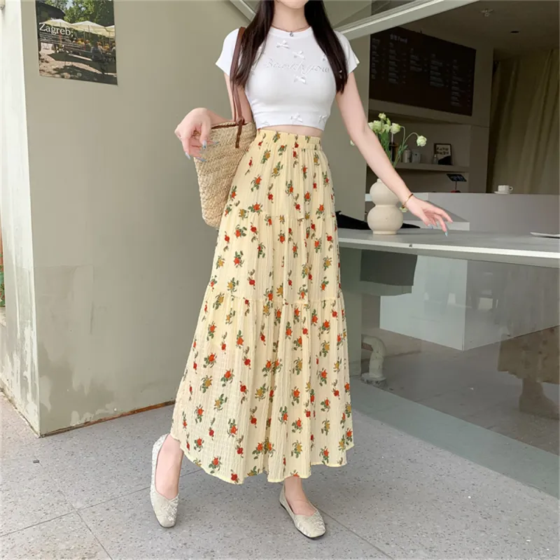 MADALLO Casual Long Skirt Women's Yellow-2