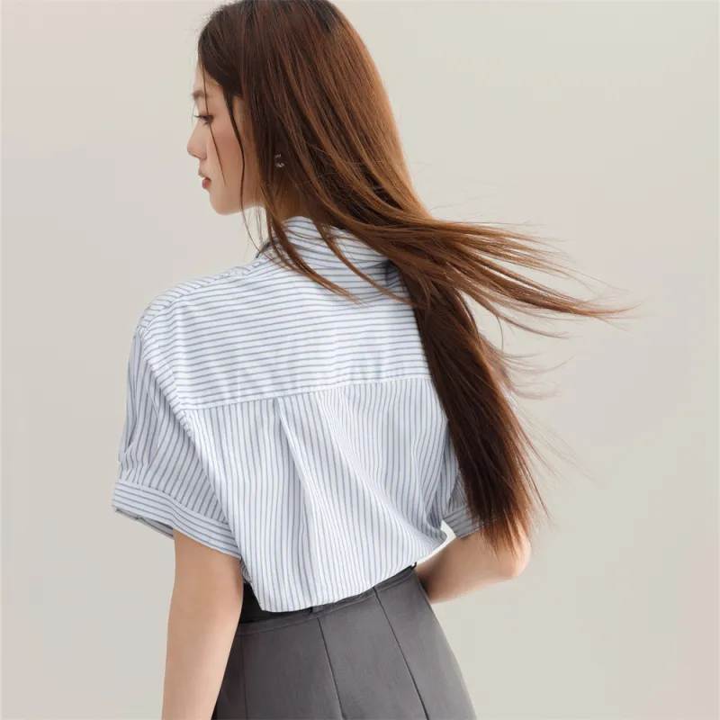 MADALLO Shirt Women's White Base With Blue Accent-0