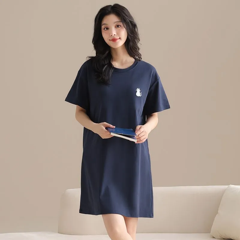 XISHE Nightgown Women's Dark Blue-4