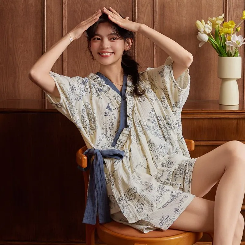 XISHE Pajama Set Women's Navy Blue-4