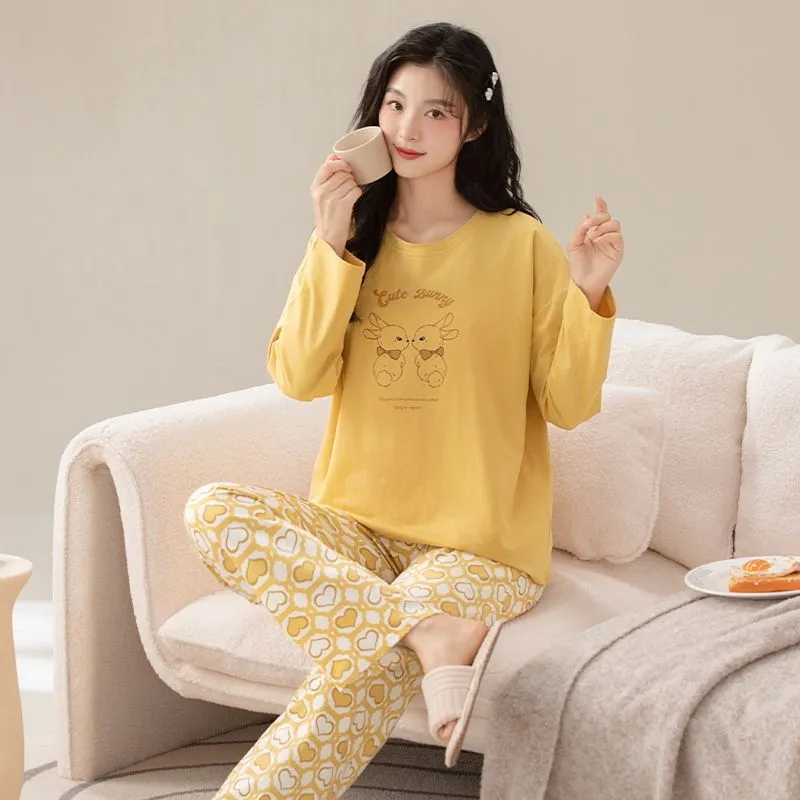 XISHE Pajama Set Women's Yellow-3