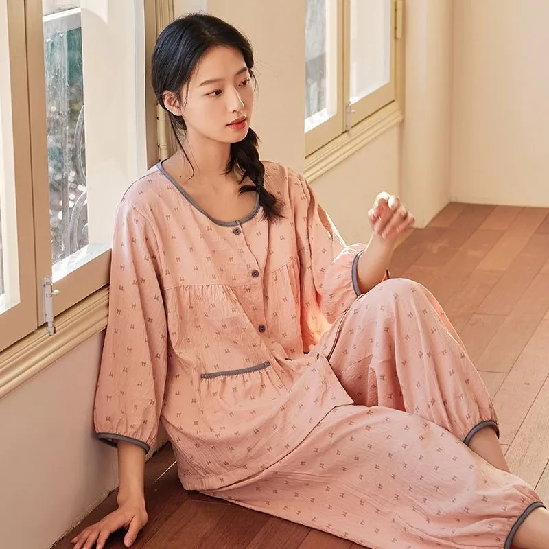XISHE Pajama Set Women's Cherry Blossom Pink-2