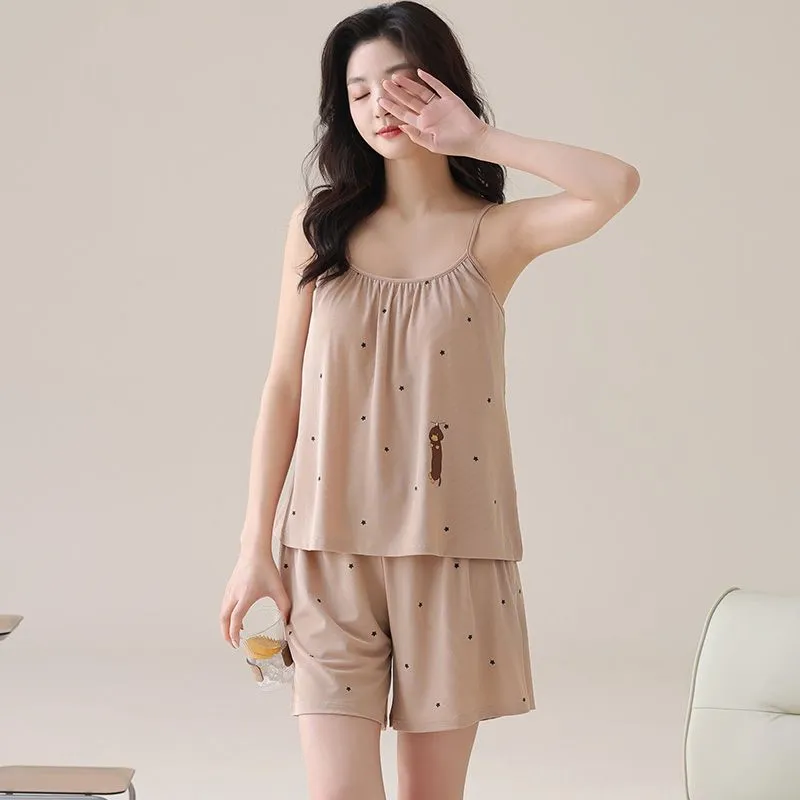 XISHE Pajama Set Women's Light Coffee-2