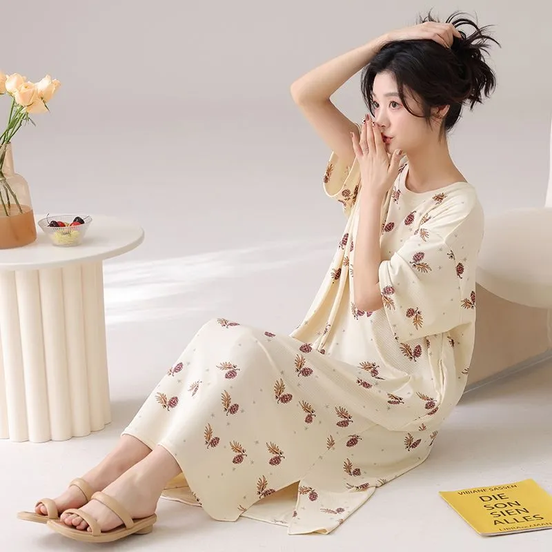 XISHE Nightgown Women's Light Yellow-3
