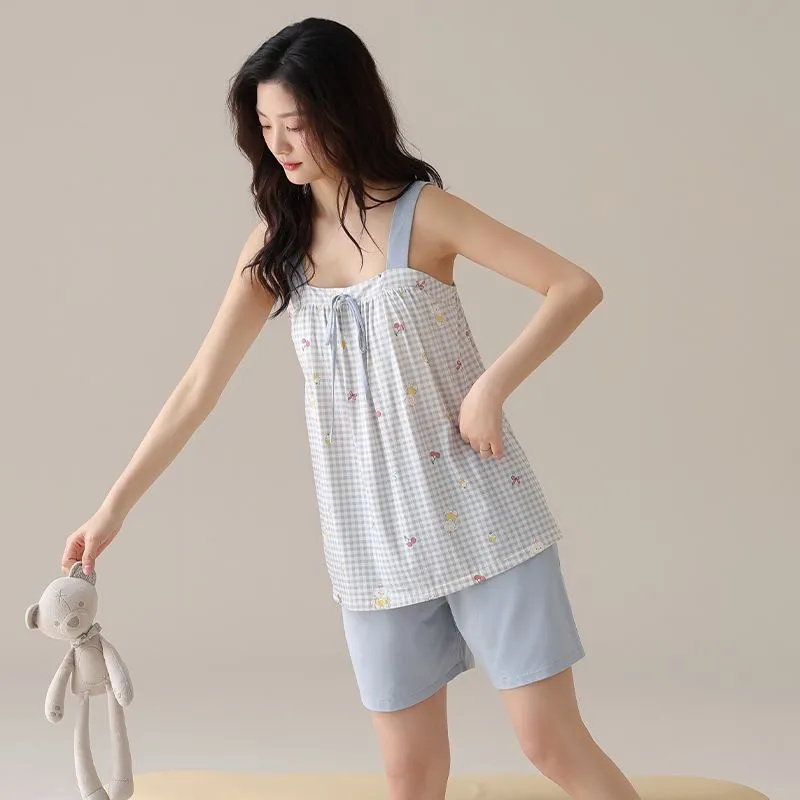 XISHE Pajama Set Women's Light Blue-2