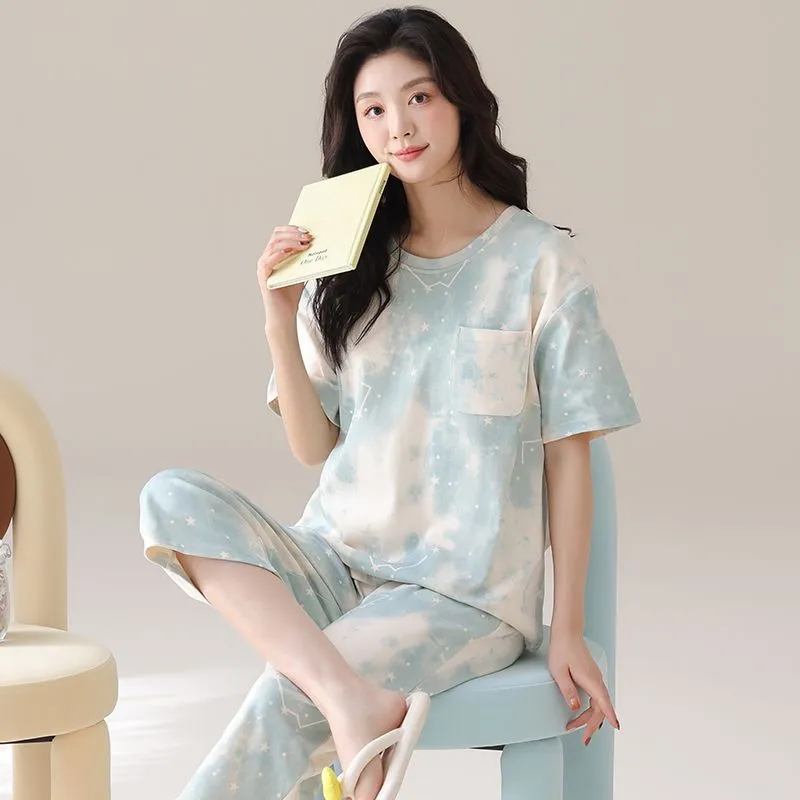 XISHE Pajama Set Women's Light Blue-4