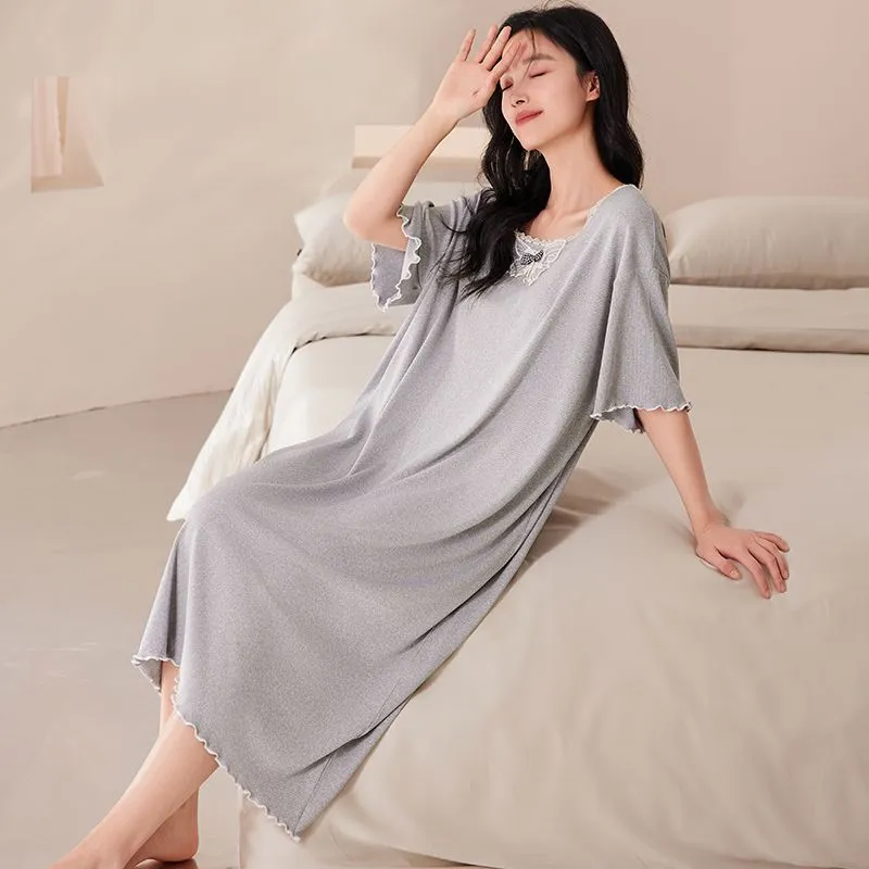 XISHE Nightgown Women's Light Gray-1