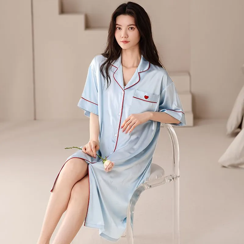 XISHE Nightgown Women's Sky Blue-3