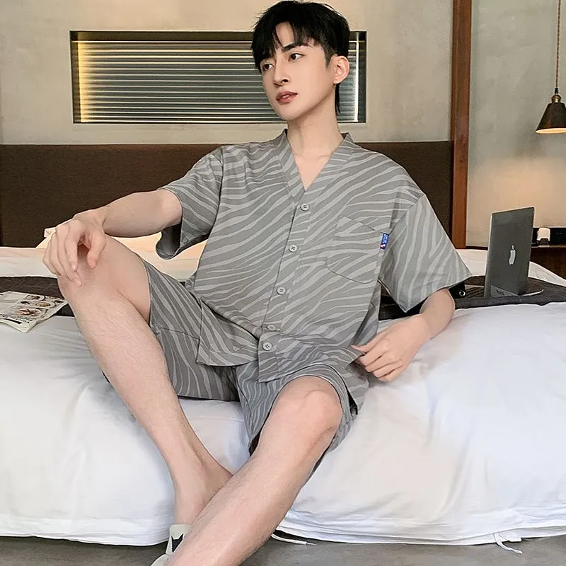XISHE Pajama Set Men's Light Gray-1