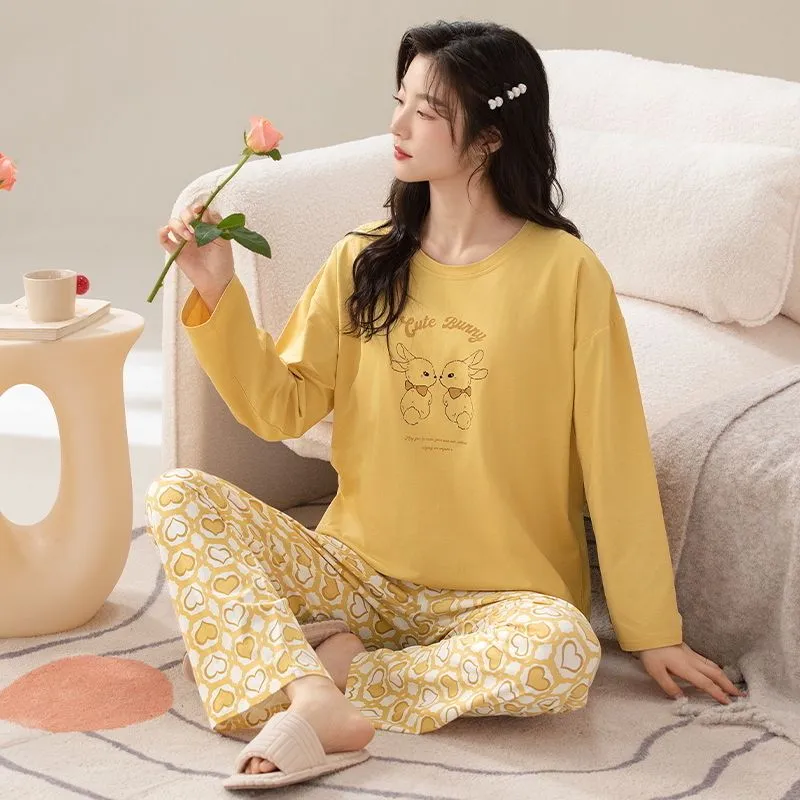 XISHE Pajama Set Women's Yellow-1