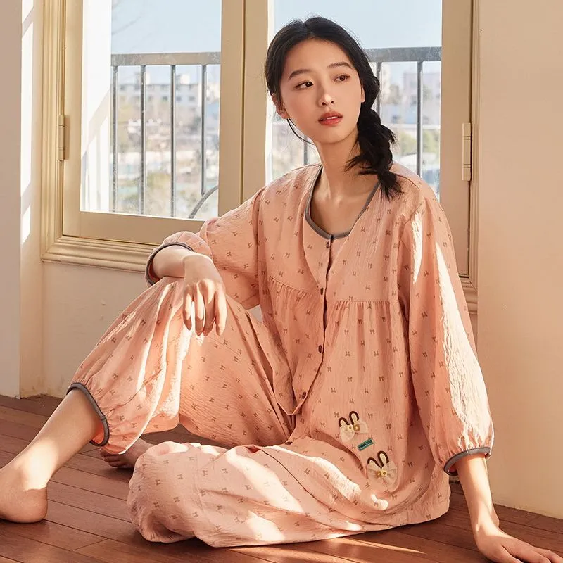 XISHE Pajama Set Women's Cherry Blossom Pink-4
