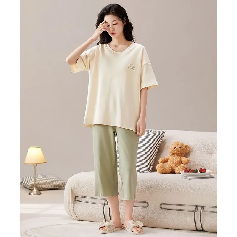 XISHE Pajama Set Women's Khaki & Green-4