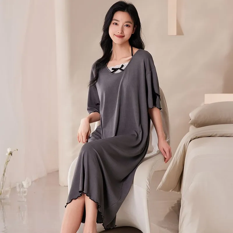 XISHE Nightgown Women's Dark Gray-2