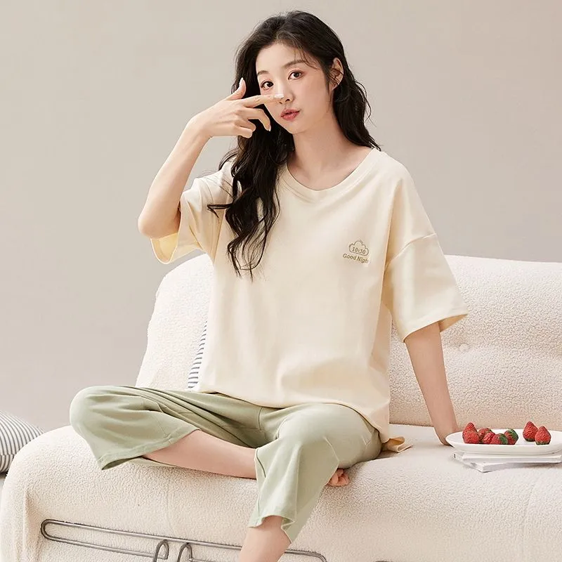 XISHE Pajama Set Women's Khaki & Green-3