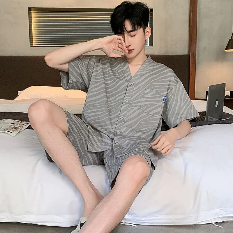 XISHE Pajama Set Men's Light Gray-2