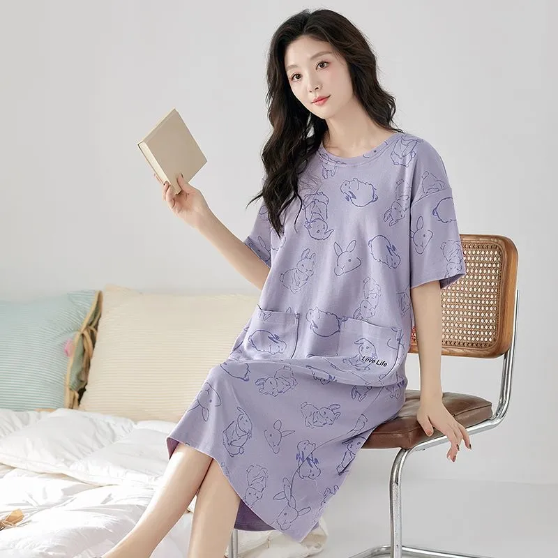 XISHE Nightgown Women's Light Purple-2