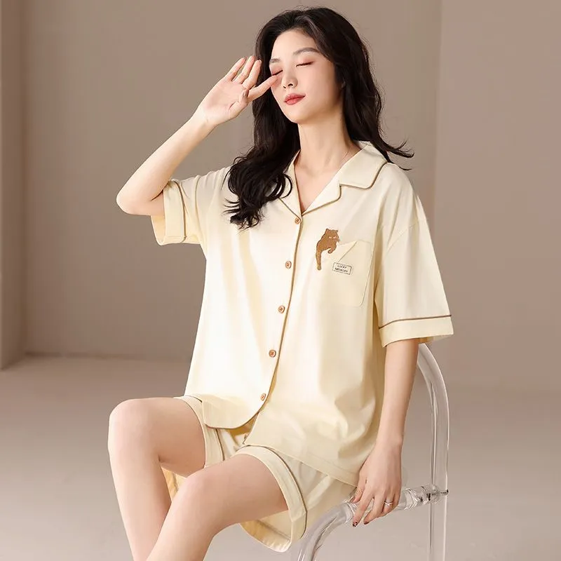 XISHE Pajama Set Women's Light Yellow-4