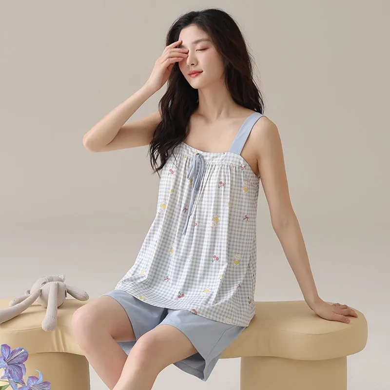 XISHE Pajama Set Women's Light Blue-3