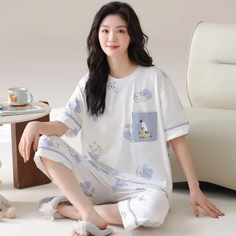 XISHE Pajama Set Women's Light Blue-2