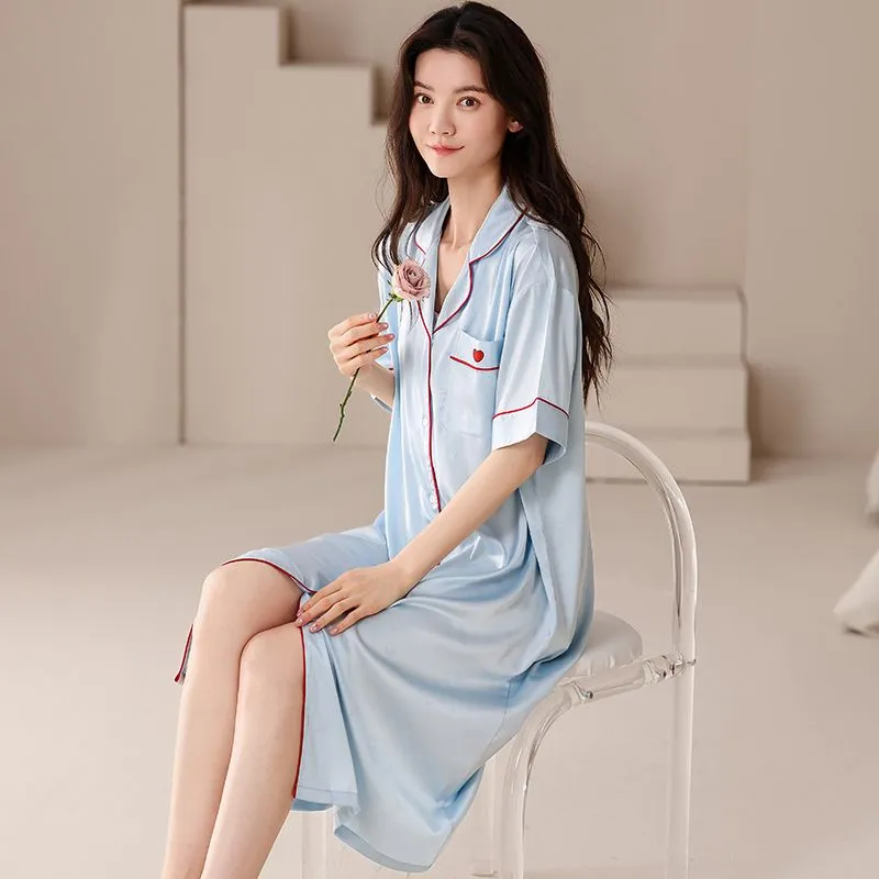 XISHE Nightgown Women's Sky Blue-2