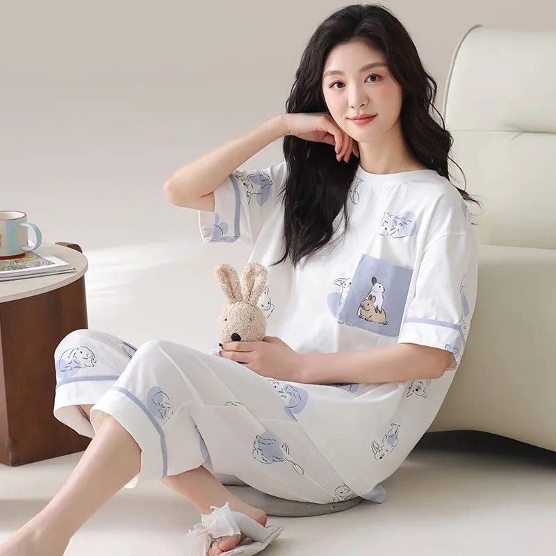 XISHE Pajama Set Women's Light Blue-4