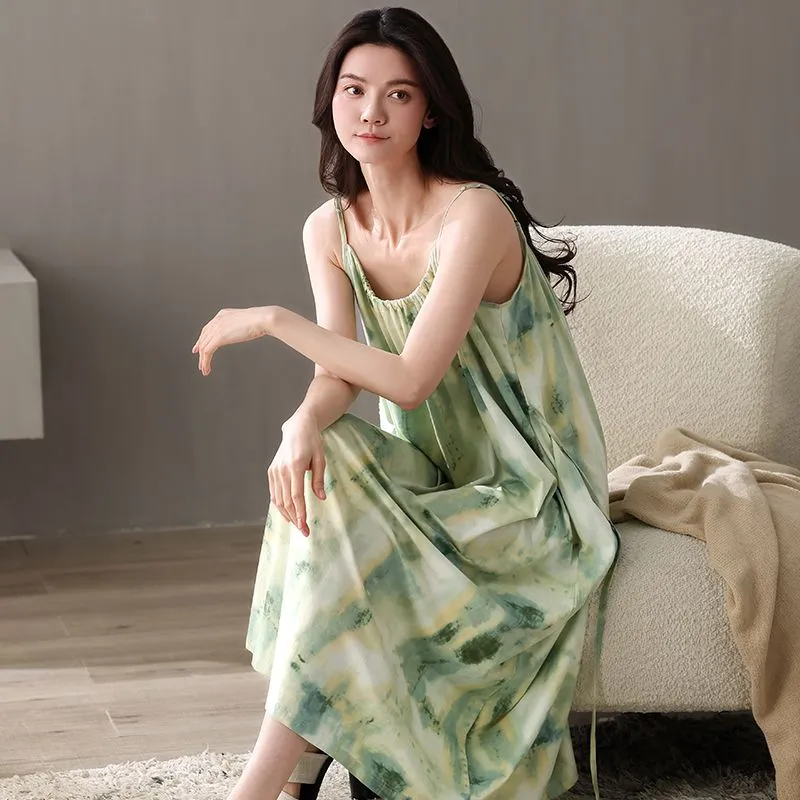 XISHE Nightgown Women's Vintage Green-2
