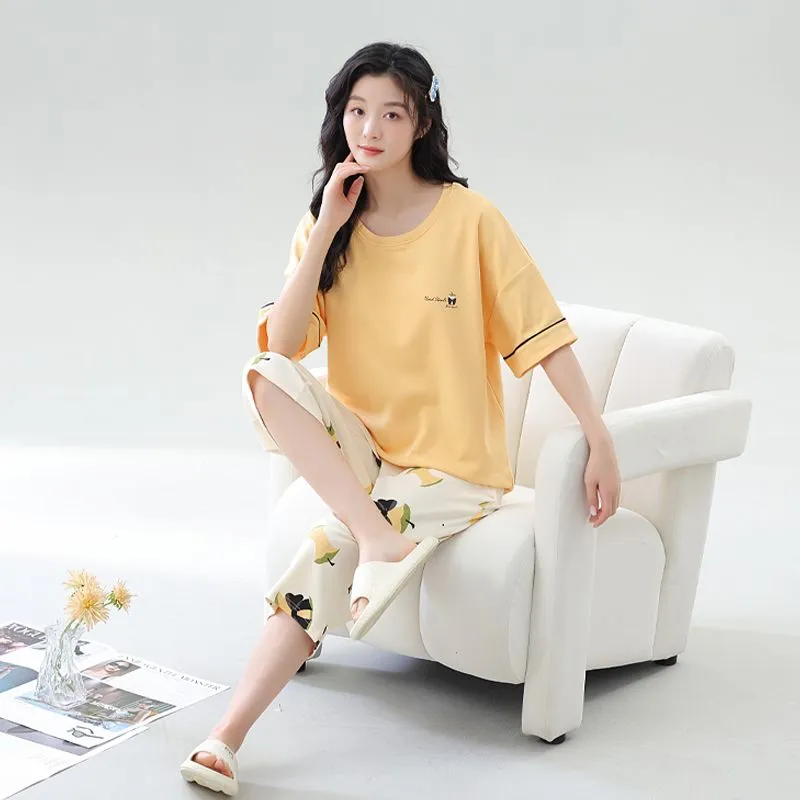 XISHE Pajama Set Women's Yellow-4