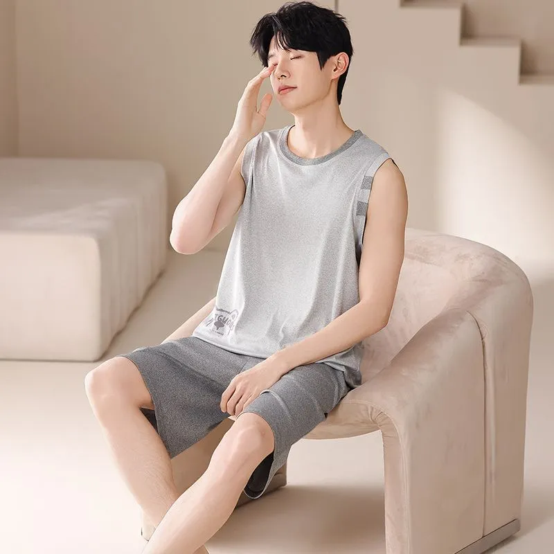 XISHE Pajama Set Men's Light Gray-4