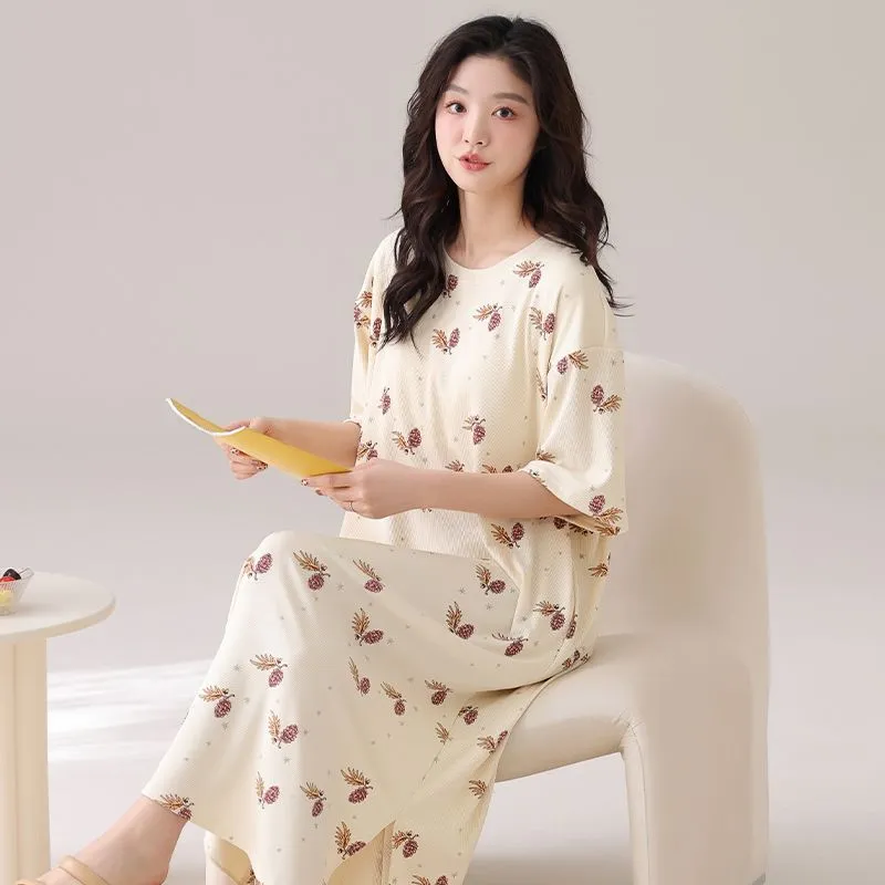 XISHE Nightgown Women's Light Yellow-4