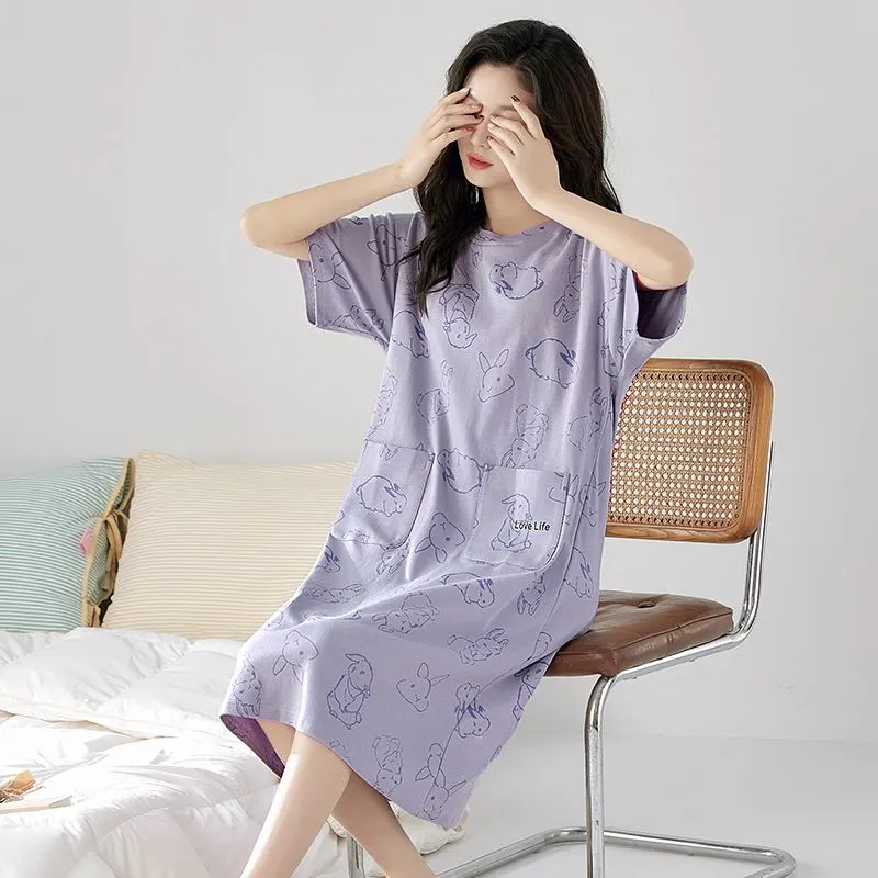 XISHE Nightgown Women's Light Purple-3