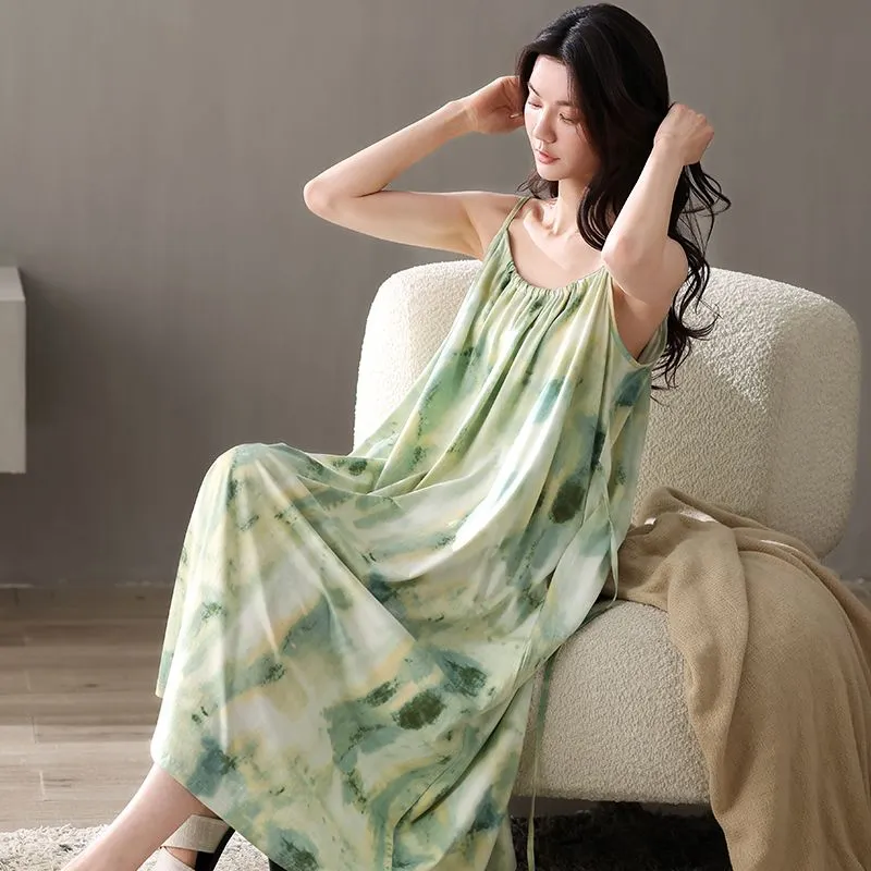 XISHE Nightgown Women's Vintage Green-3