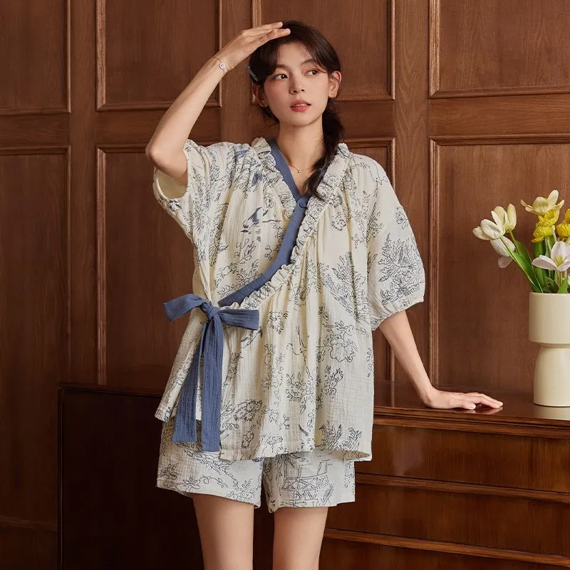 XISHE Pajama Set Women's Navy Blue-1