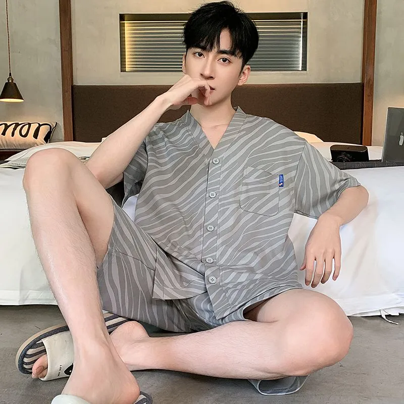 XISHE Pajama Set Men's Light Gray-3