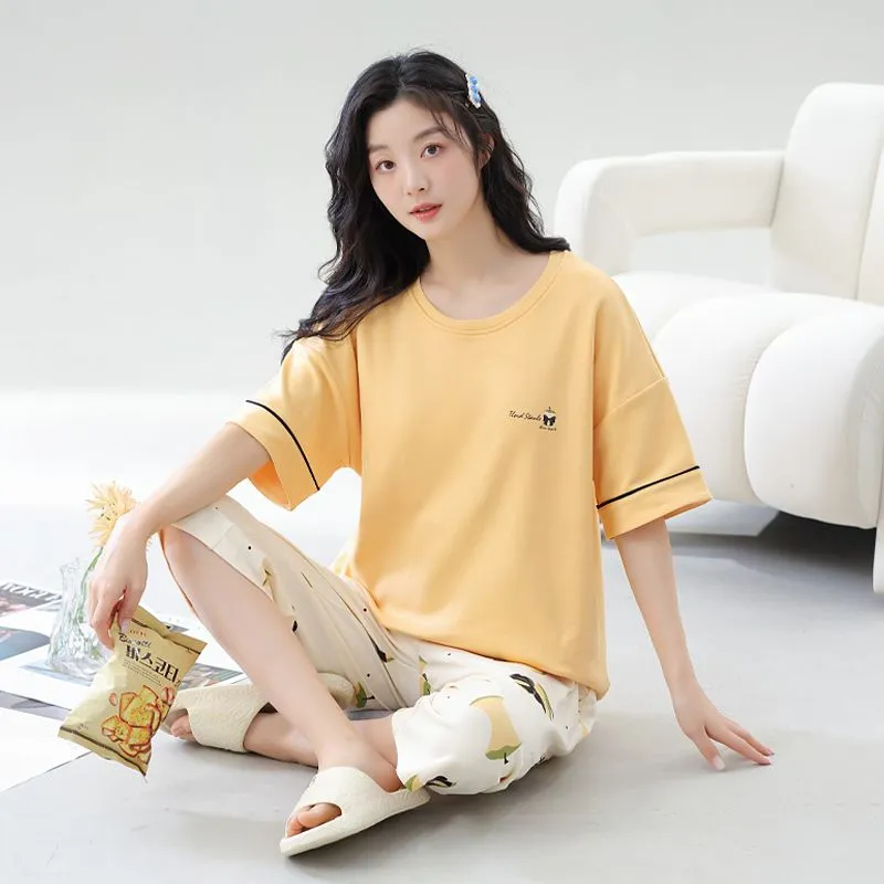 XISHE Pajama Set Women's Yellow-1
