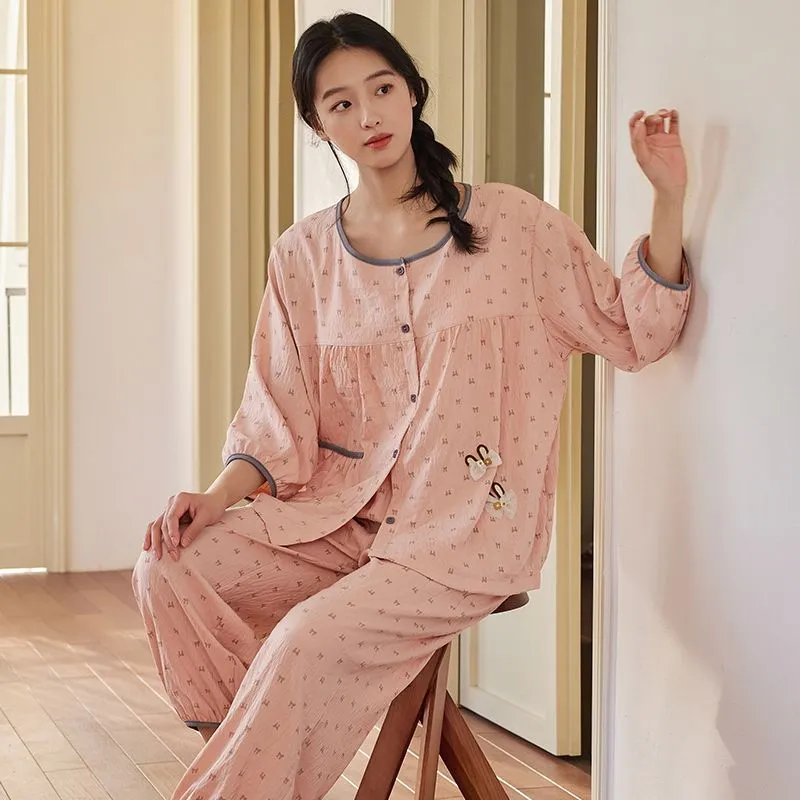 XISHE Pajama Set Women's Cherry Blossom Pink-3