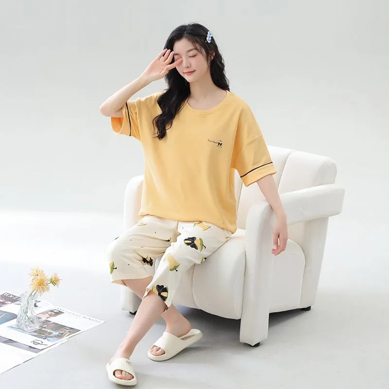 XISHE Pajama Set Women's Yellow-3