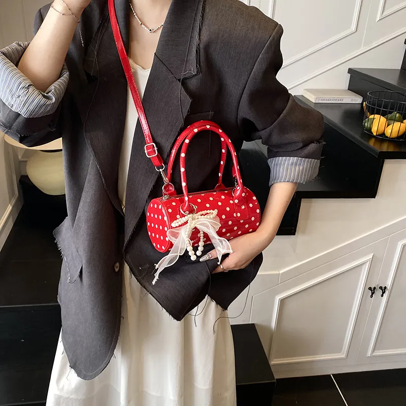 Rainbow Girl PU Crossbody One Shoulder Handbag Women's White/Black/Red-14